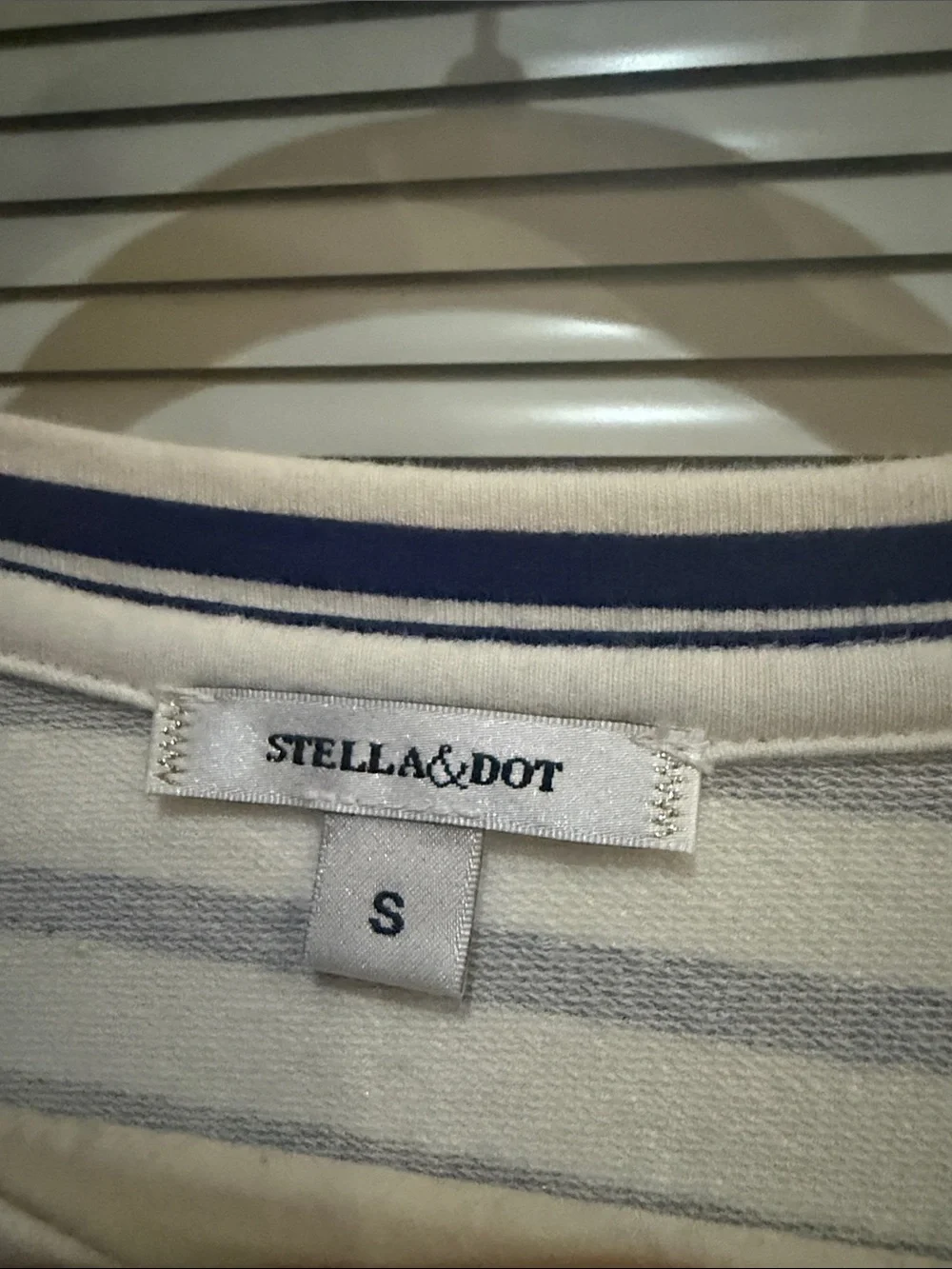 Stella & Dot Navy and White Striped Long-Sleeve Top